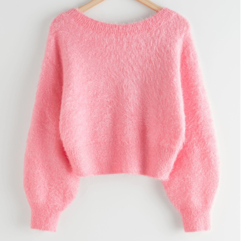 NWOT - & Other Stories Fuzzy Pink Cropped Sweater - Medium - Los Angeles Atelier